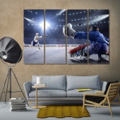 Hockey game artwork for home, winter sport print canvas art