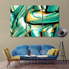 Green abstract art printing on canvas, art for walls