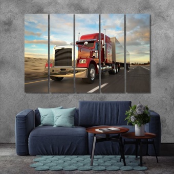 Red truck wall art living room