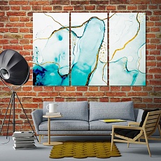 Turquoise abstract artistic prints on canvas, office wall decor