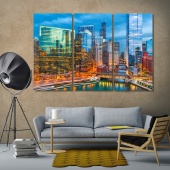 Chicago canvas wall decor, Illinois dining room pictures for walls
