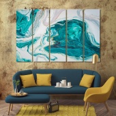 Turquoise and cream abstract art