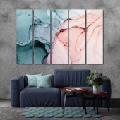 Blue and pink marble abstract large contemporary wall art