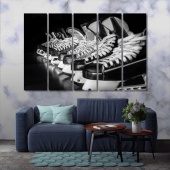 Hockey skates black and white pictures canvas, sport shoes art wall