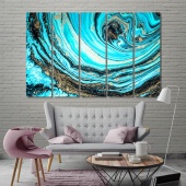 Blue abstract art decorations for living room walls