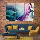 Watercolor abstract wall painting art, streaks of paint art room decor