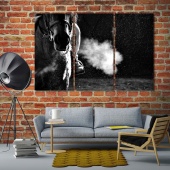 Horse black and white modern art, horse riding canvas prints art