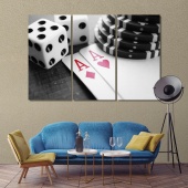 Poker kit contemporary wall decor, poker game print canvas art