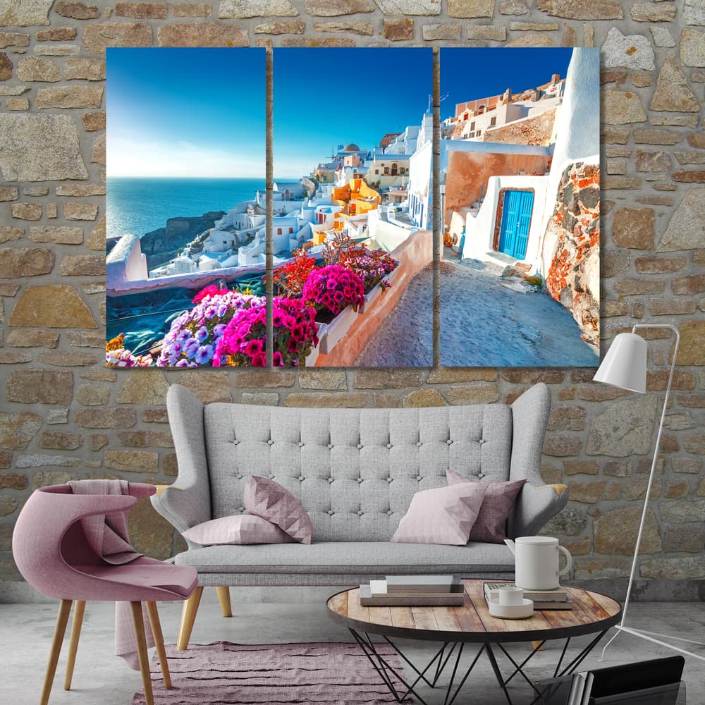 Greece Santorini Home Decor Canvas Print choose your size. 