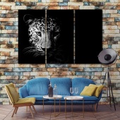 Leopard black and white framed wall art, animal art