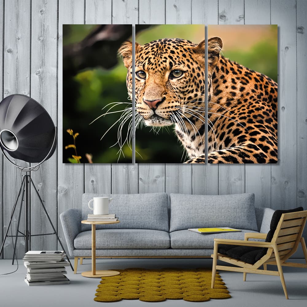 Javan leopard contemporary wall art decor, big cat wall art pictures