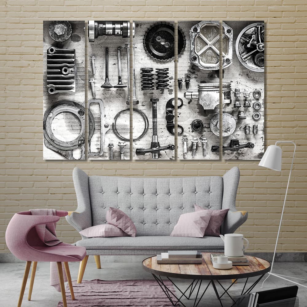 Old parts motorcycle wall decorating ideas with pictures