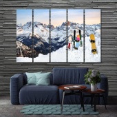 Snowboards home goods wall decor, mountain landscape canvas prints art