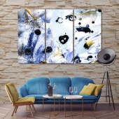 Blue and gold abstract art large artwork
