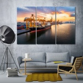 Sea port art deco interiors, water transport logistics canvas print