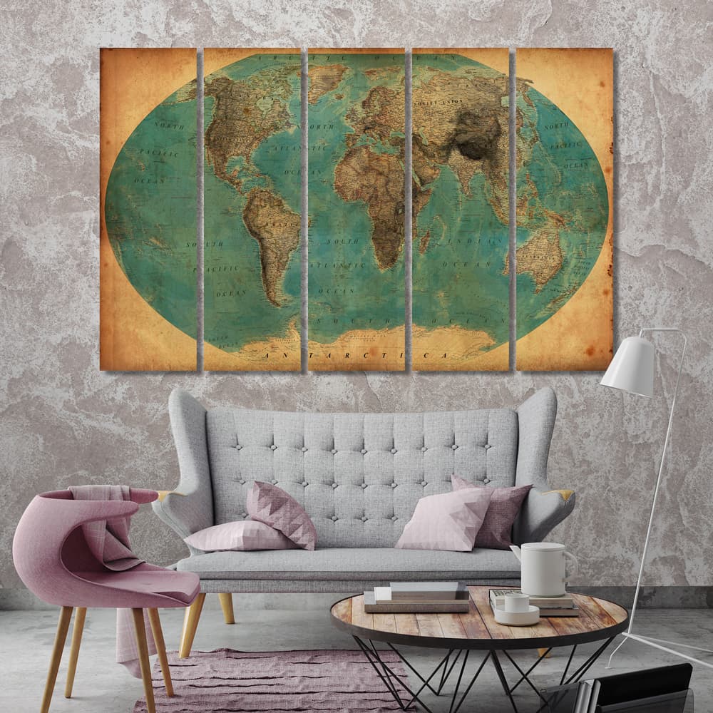 choose your size. Old Map Of England Home Decor Canvas Print 