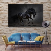 Black Horse animal wall decor, horse art printing on canvas