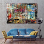 Colorful shabby picture contemporary canvas wall art