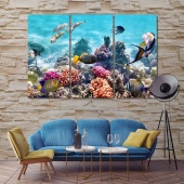 Aquarium art printing on canvas, underwater world office art decor