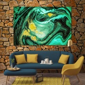 Green abstract modern art wall decor, abstract kitchen paintings