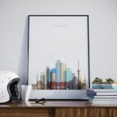 Jakarta wall decor poster, Indonesia cool office artwork