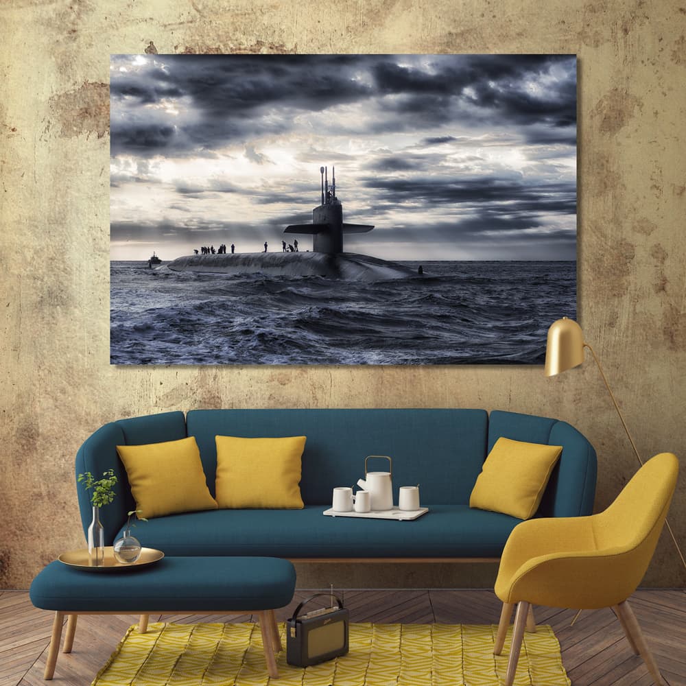 Submarine decorations for living room walls, boat canvas art prints - arts- decor.com