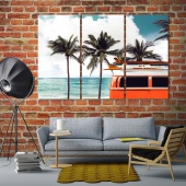 Palm trees artwork for home, surfing canvas art prints