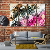 Abstract art gold colors and sparkles wall decor