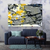 Grey abstract wall decor, paint splashes artwork for offices