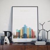 Vancouver cityscape art print, Canada modern art for home