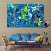 Blue abstract wall art decor, canvas strokes modern wall decorations