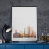 Toulouse cityscape art print, France wall paintings for dining room