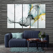 Grey and gold abstract contemporary wall art decor