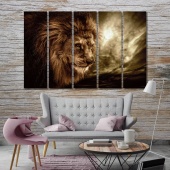 Lion framed wall pictures, wild animal art printing on canvas