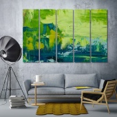 Green and blue abstract oil painting print