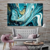 Modern abstract canvas wall pictures, blue abstract
