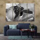 Old airplane engine with a propeller wall decor
