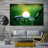 Golf equipment contemporary wall decor, golf art prints on canvas