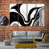 Black & white abstract wall art living room wall decor ideas