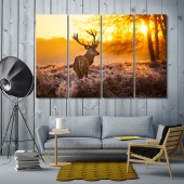 Deer in morning sun modern wall art