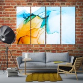 Orange & blue abstract wall decor and home accents