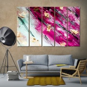 Abstract art with gold colors and sparkles canvas