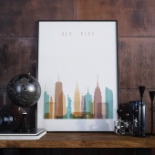 New York City living room poster, United States art wall decor