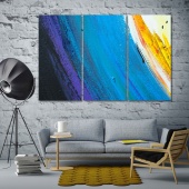 Blue brush strokes canvas prints art, modern abstract wall art