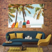 Surfboards cool wall decor, palm trees wall art canvas prints
