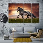 Run horse living room pictures for walls, pets animal home art