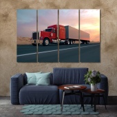 Truck on the road canvas wall art