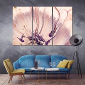 Coral colors with gold abstract painting wall art large