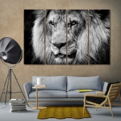 King of beasts home decor art, lion black and white artwork
