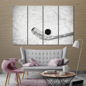 Hockey puck artistic prints on canvas, hockey office artwork ideas